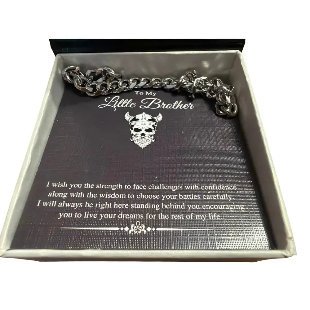 Viragil Men's Stainless Steel Cuban Chain Necklace for Little Brother W/ Box New